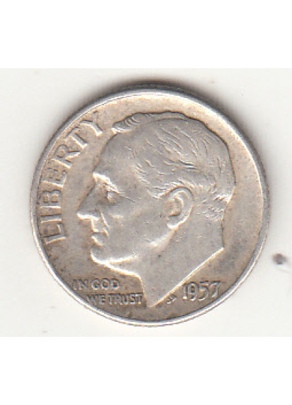 1957 - 10 Cents (Dime) Argento Dollaro Stati Uniti Roosevelt  Dime BB++